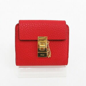 Chloe Drew Compact Bifold Wallet Red Leather